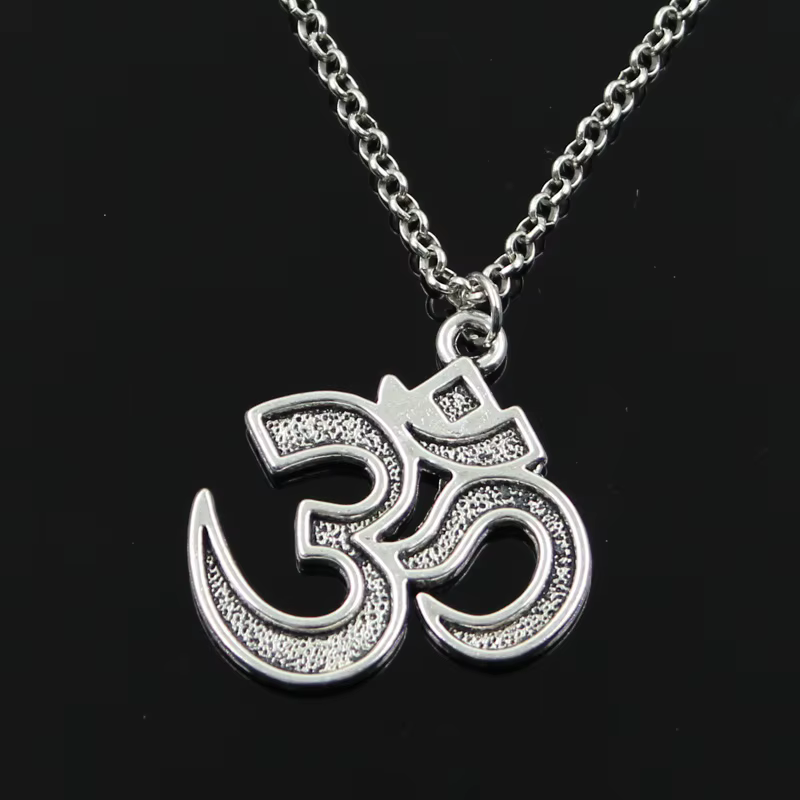 New Fashion Yoga Om Pendants Round Cross Chain Short Long Mens Womens Silver Color Necklace Jewelry Gift - Image 2